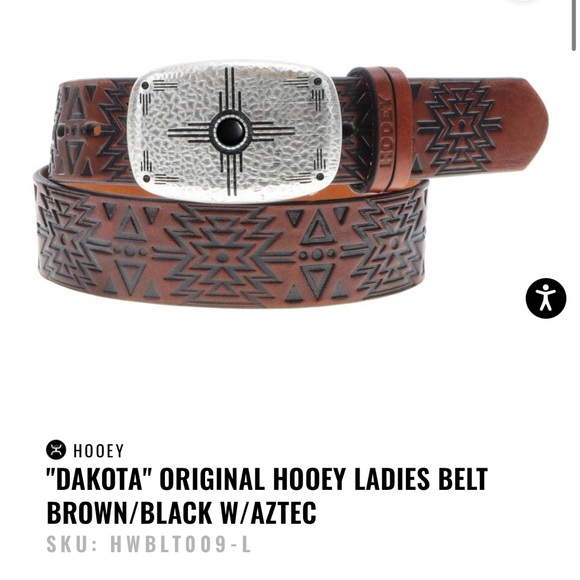 hooey aztec leather engraved belt - Picture 4 of 5
